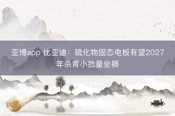 亚博app 比亚迪：硫化物固态电板有望2027年杀青小批量坐褥