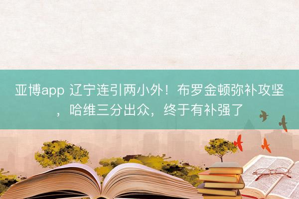 亚博app 辽宁连引两小外！布罗金顿弥补攻坚，哈维三分出众，终于有补强了