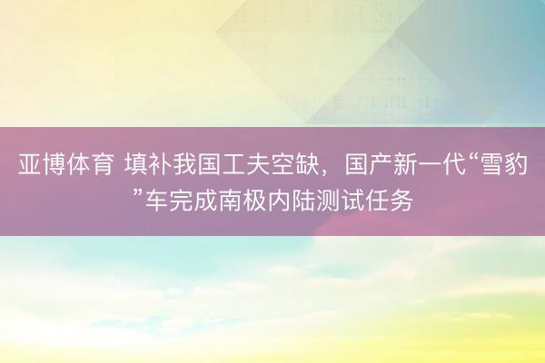 亚博体育 填补我国工夫空缺,国产新一代“雪豹”车完成南极内陆测试任务