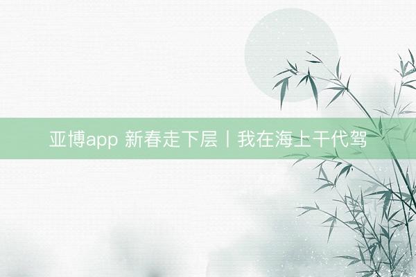 亚博app 新春走下层丨我在海上干代驾