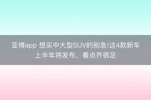 亚博app 想买中大型SUV的别急!这4款新车上半年将发布,看点齐很足