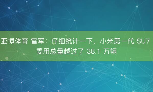 亚博体育 雷军：仔细统计一下，小米第一代 SU7 委用总量越过了 38.1 万辆