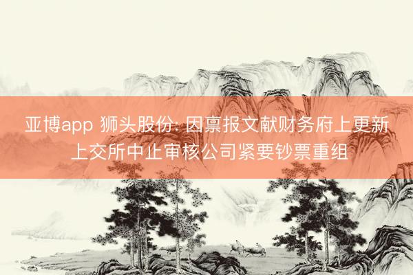 亚博app 狮头股份: 因禀报文献财务府上更新 上交所中止审核公司紧要钞票重组