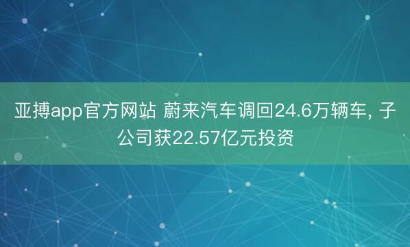 亚搏app官方网站 蔚来汽车调回24.6万辆车, 子公司获22.57亿元投资