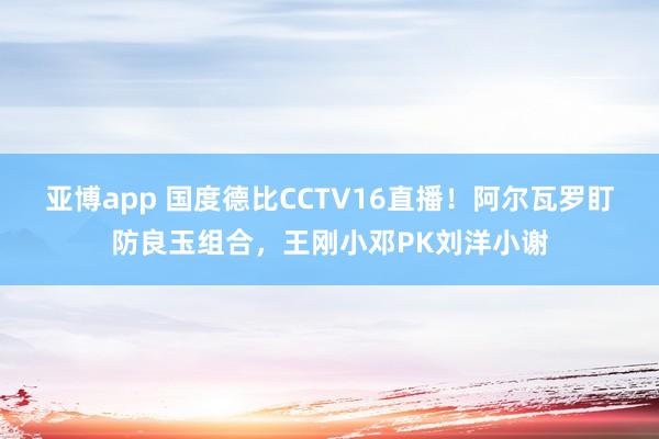 亚博app 国度德比CCTV16直播！阿尔瓦罗盯防良玉组合，王刚小邓PK刘洋小谢