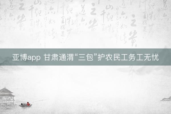 亚博app 甘肃通渭“三包”护农民工务工无忧