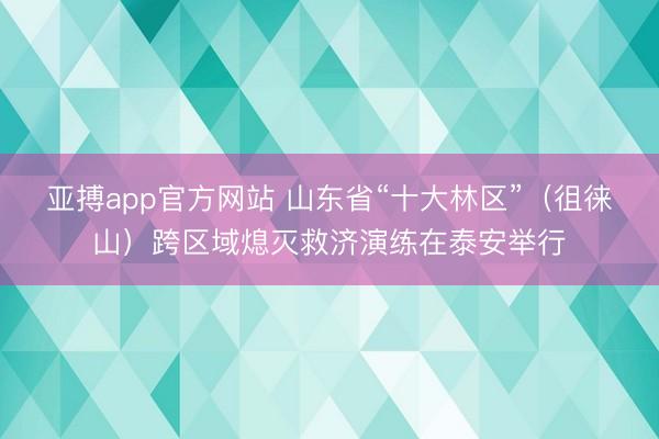 亚搏app官方网站 山东省“十大林区”（徂徕山）跨区域熄灭救济演练在泰安举行