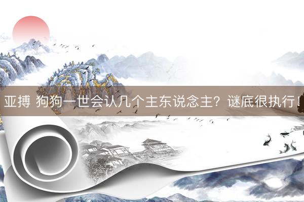 亚搏 狗狗一世会认几个主东说念主？谜底很执行！