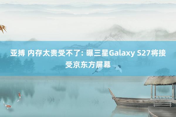 亚搏 内存太贵受不了: 曝三星Galaxy S27将接受京东方屏幕