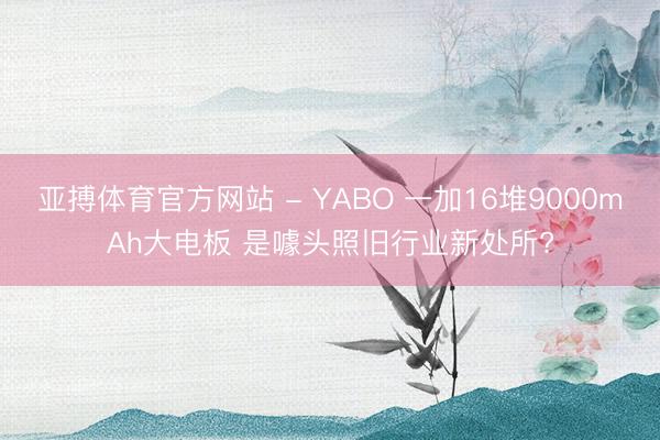 亚搏体育官方网站 - YABO 一加16堆9000mAh大电板 是噱头照旧行业新处所?