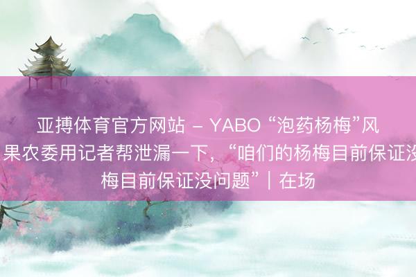 亚搏体育官方网站 - YABO “泡药杨梅”风云后的产地:果农委用记者帮泄漏一下,“咱们的杨梅目前保证没问题”|在场