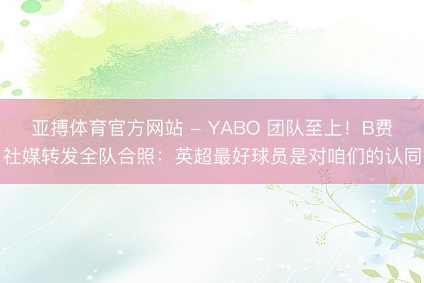 亚搏体育官方网站 - YABO 团队至上!B费社媒转发全队合照:英超最好球员是对咱们的认同