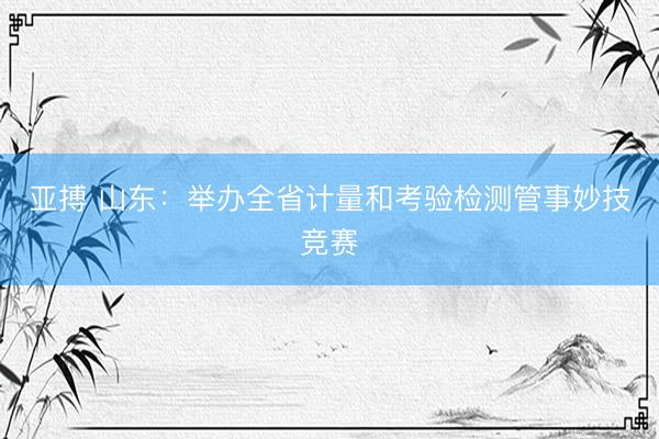 亚搏 山东:举办全省计量和考验检测管事妙技竞赛