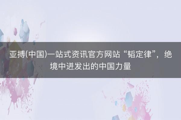 亚搏(中国)一站式资讯官方网站 “韬定律”,绝境中迸发出的中国力量
